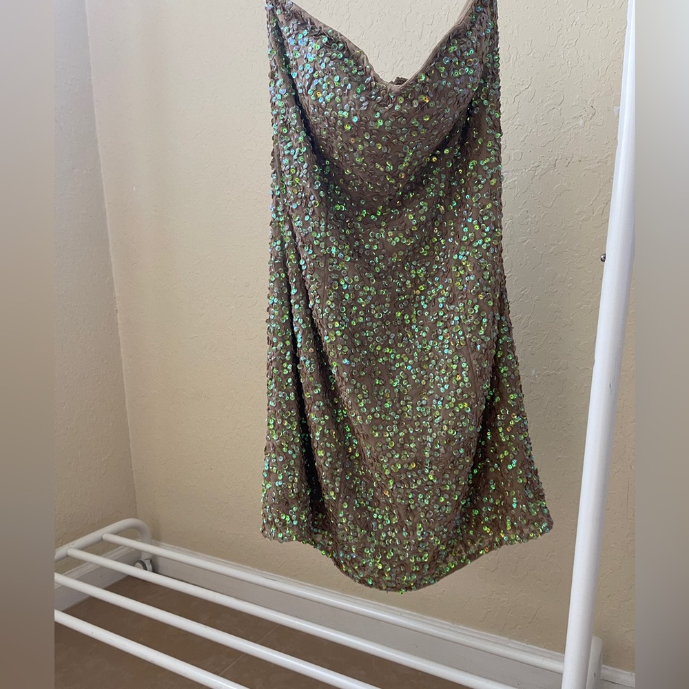 All Over Sequined Dress with Tan Base - Picture 2 of 3